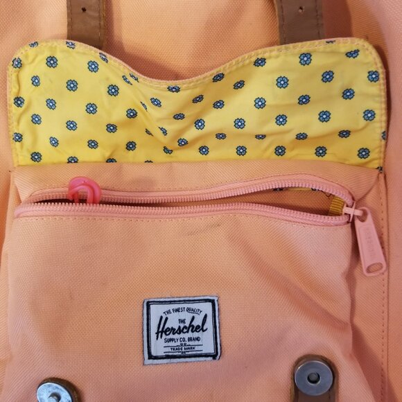 Herschel Poly Backpack For Unisex Salmon Apricot Pink Small Bag Bright Canvas - Picture 11 of 16